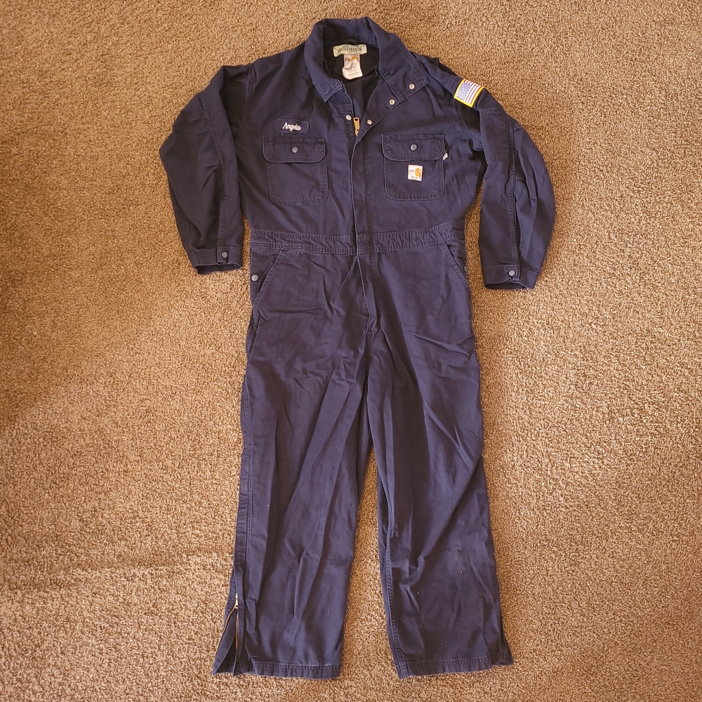 Carhartt FR Fire Retardant Dark Blue Womens Coveralla Workwear with Logo
